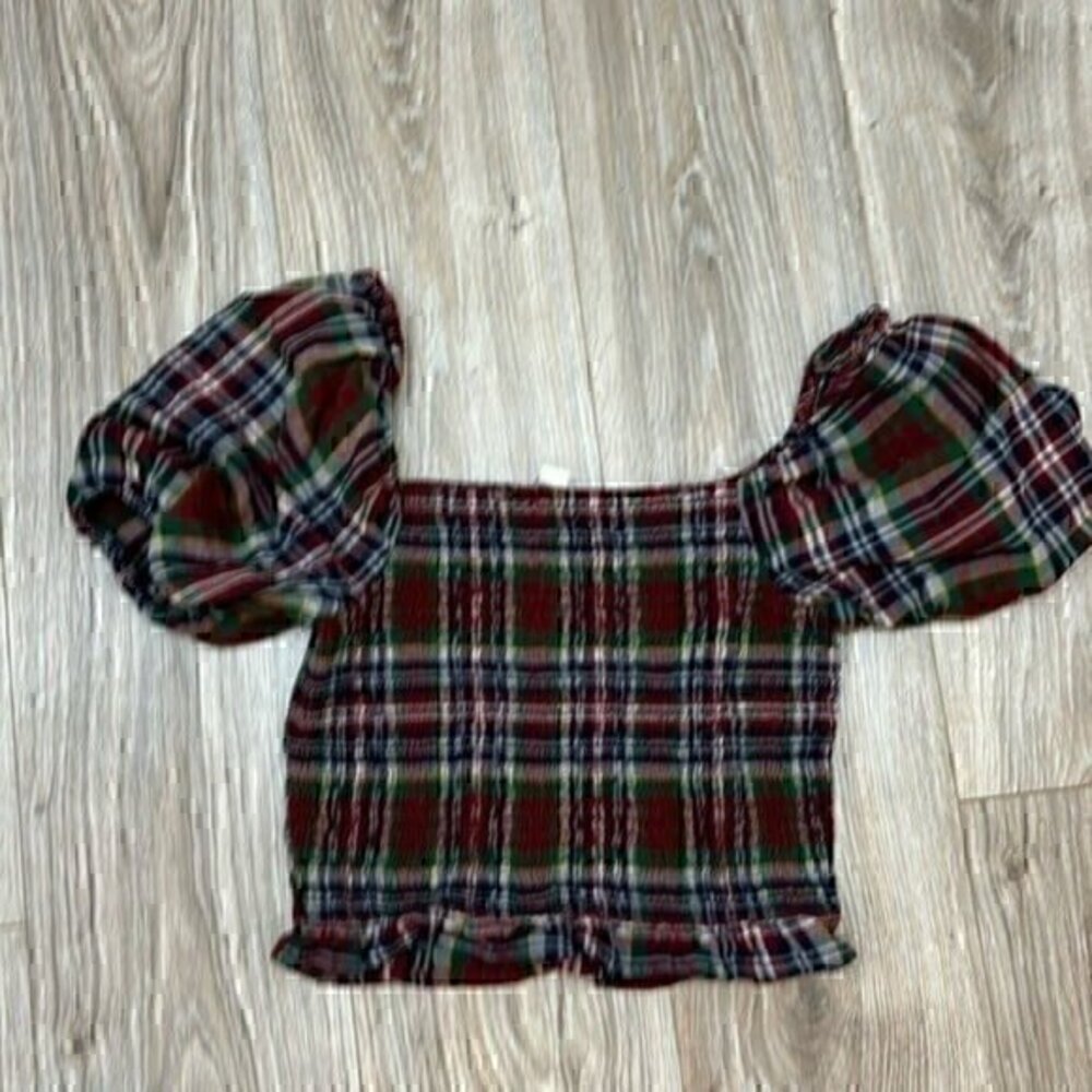 American Eagle cropped top plaid size medium